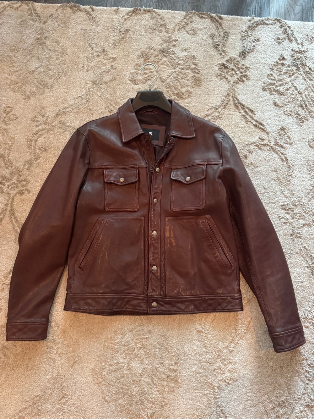 Banana Republic Men's Burgundy Leather Bomber Jacket